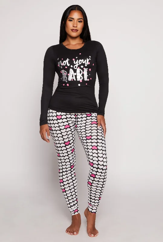 Not Your Babe Long Sleeve Pajama Top and Pants