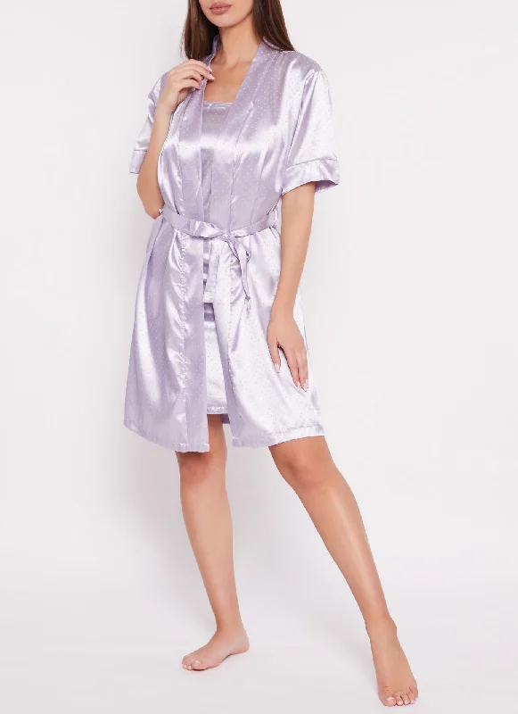 Satin Polka Dot Nightgown and Robe