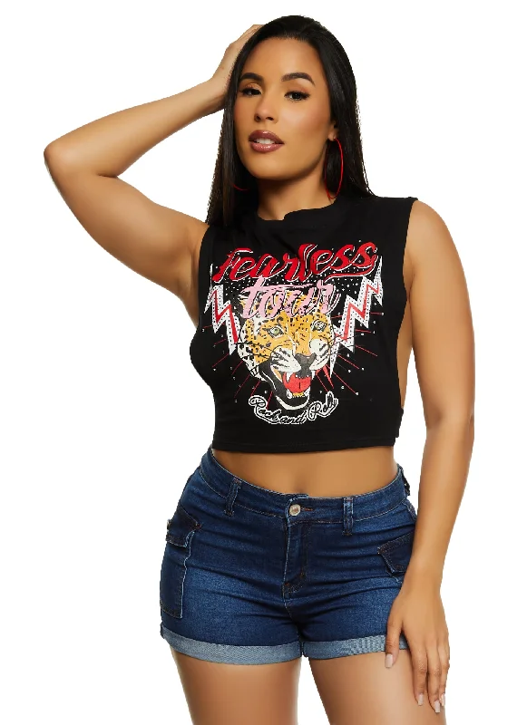 Fearless Open Side Graphic Tank Top