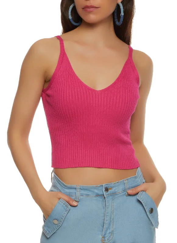 Ribbed Knit V Neck Cami