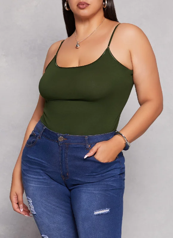 Plus Size Solid Scoop Neck Cami