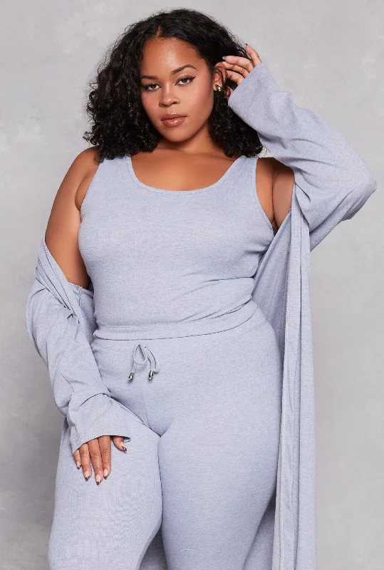 Plus Size Ribbed Knit Scoop Neck Tank Top